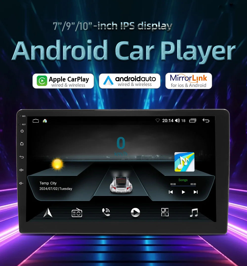 Autoradio Android 2DIN CarPlay GPS + Caméra